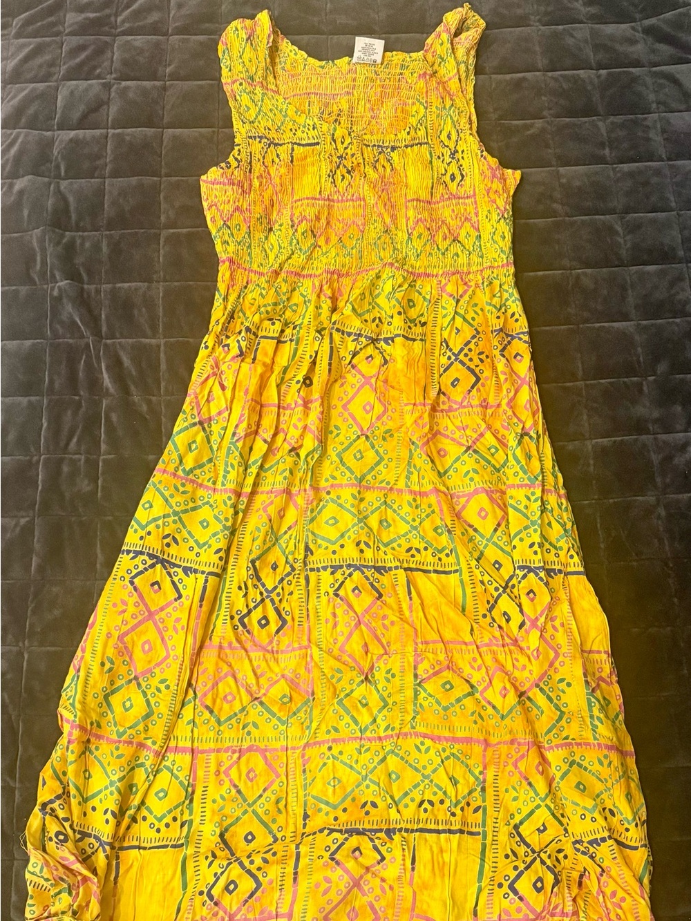 Cynthia Mehra Yellow Printed Sleeveless Maxi Summer Dress- Bright Island Pattern